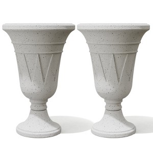 NAYSAYE Planter Trophy Flower Pot Set of 2 Stylish Resilient HDPE Material for Modern Indoor Outdoor Garden Spaces, 15.75"*15.75"*23.62" - 1 of 4