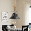 Industrial Vintage Black Pendant Light with Rope Hanging Detail, Farmhouse Style, 19.5" Diameter Fixture, 1pc - 2 of 4