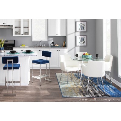 Cosmo 39.5" Chrome and Clear Glass Round Dining Table
