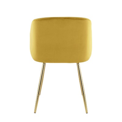 Set of 2 Contemporary High-Back Chartreuse Velvet Dining Chairs