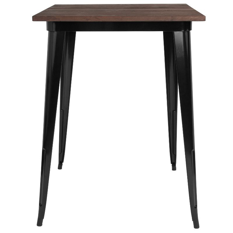 Emma and Oliver 31.5" Square Wood/Metal Indoor Bar Height Table, 4 of 5