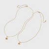 14K Gold Dipped Floral Pendant Necklace Set 2pc - Gold - 2 of 4