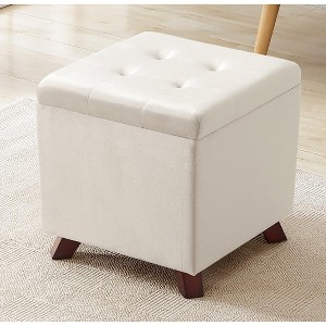 Ornavo Home Linen Tufted Square Storage Ottoman - 15" Inch - 1 of 4