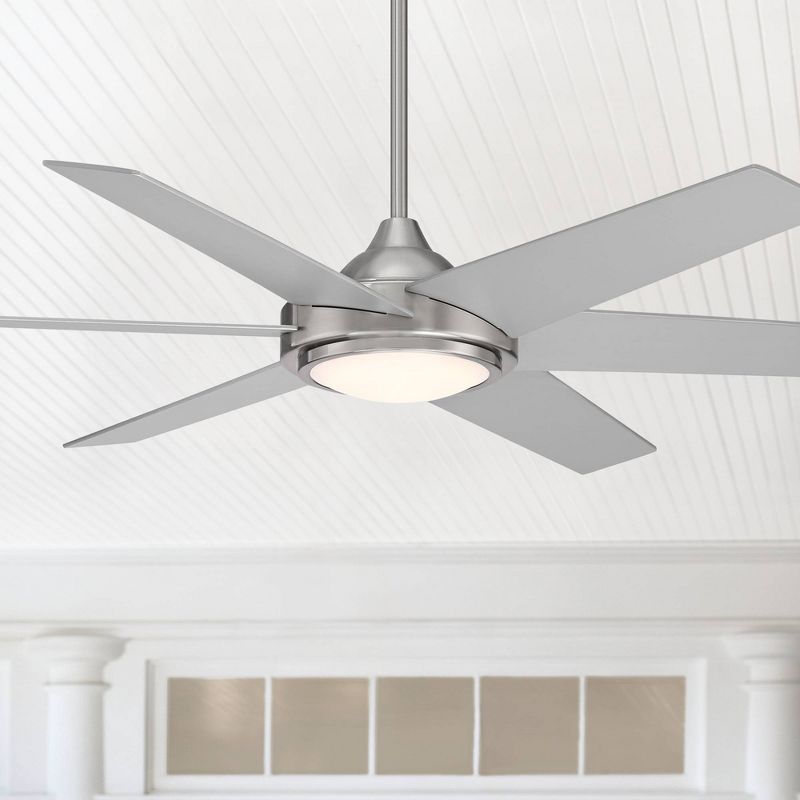 56" Casa Vieja Estate Modern Indoor Outdoor Ceiling Fan with LED Light Remote Control Brushed Nickel White Diffuser Damp Rated for Patio Exterior Home, 2 of 10