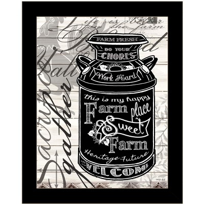 HomeRoots FARM SWEET FARM MILK CAN Black Framed Print Wall Art