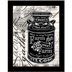 HomeRoots FARM SWEET FARM MILK CAN Black Framed Print Wall Art - 1 of 3