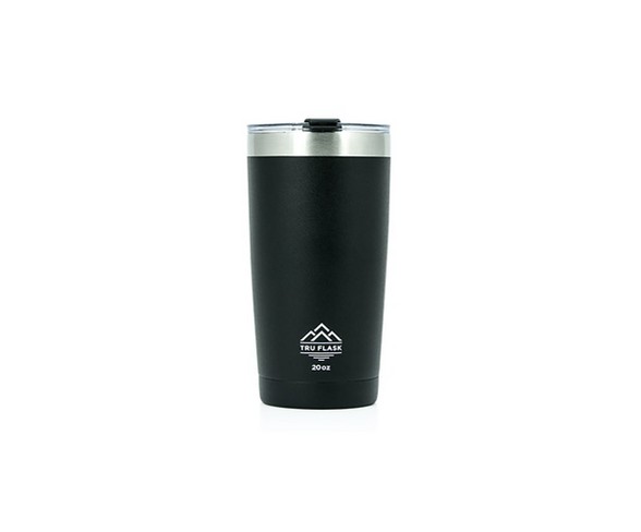 Tru Flask 20 Oz Stainless Steel Double Wall Insulated Travel Mug Tumbler, Black