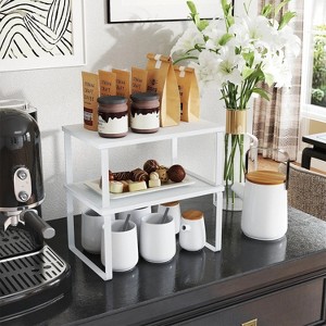 LunaLulinlk Kitchen Cabinet Organizer Shelf Set, 2-Tier Stackable & Expandable Storage Rack, Countertop Spice Holder, for Pantry, White - 1 of 4