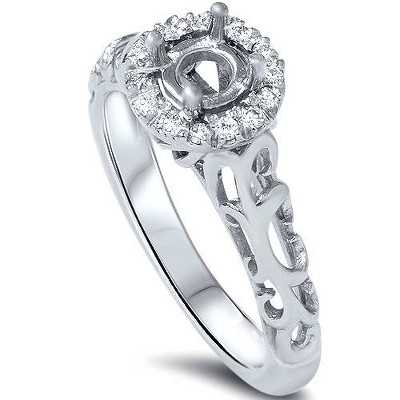 Pompeii3 1/10ct Vintage Halo Diamond Engagement Setting 950 Platinum