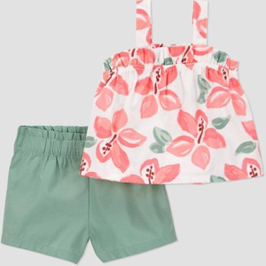 Carter's Just One You® Baby Girls' Tropical Floral - Green/White/Pink - 1 of 3