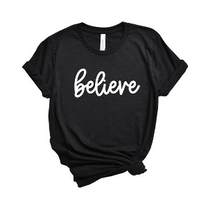 Simply Sage Market Women's Believe Bold Cursive Short Sleeve Graphic Tee - 1 of 4