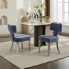 NicBex Set of 2 Mid-Century Linen Dining Chairs, Kitchen Side Chairs Curved Back Copper Nailheads, Solid Hardwood Frame Accent Chair - 2 of 4