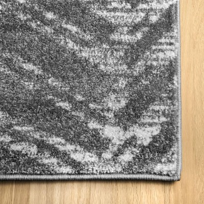 Dark Gray Synthetic Stain-Resistant Square Area Rug