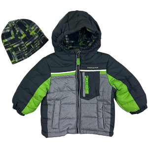 LONDON FOG Infant Boys' Heavyweight Puffer Coat With Beanie Hat - 1 of 3
