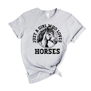Simply Sage Market Women's Girl Who Loves Horses Circle Short Sleeve Graphic Tee - 1 of 3