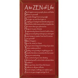 Slickblue Rustic Wall Sign – A to ZEN of Life Quote – Mindfulness & Motivation Wood Decor – 9x18 Inches, Color Options - 1 of 3