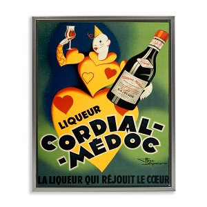 Stupell Industries Retro Vintage Wine Advertisement Gray Framed Floater Canvas Wall Art - 1 of 4