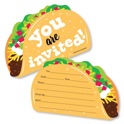 Big Dot of Happiness Taco 'Bout Fun - Shaped Fill-in Invitations - Mexican Fiesta Invitation Cards with Envelopes - Set of 12