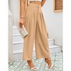 Women High Waisted Wide Leg Palazzo Pants, Flowy Pants Loose Fit Elastic Waist Pleated Trousers Comfy Elegant Business Casual Straight Leg Dress Pants - 3 of 4