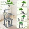 Modern Multicoloured 600 GSM Soft Plush Cat Tree Pet Tower with Fake Real Leaves,Natural Sisal Material and Cute Cat Shape Platform - 3 of 4