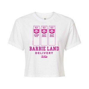 Women's - Barbie - Barbie Land Delivery Milk Cropped Graphic T-Shirt - 1 of 4