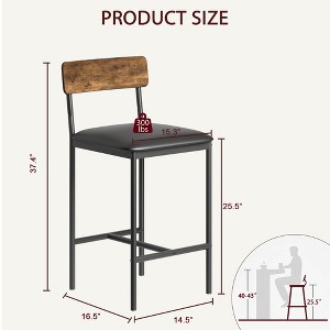 Bar Stools Set of 2, Kitchen Bar Stools with Footrest, 25.5 Inches Upholstered Bar Chairs - 1 of 4
