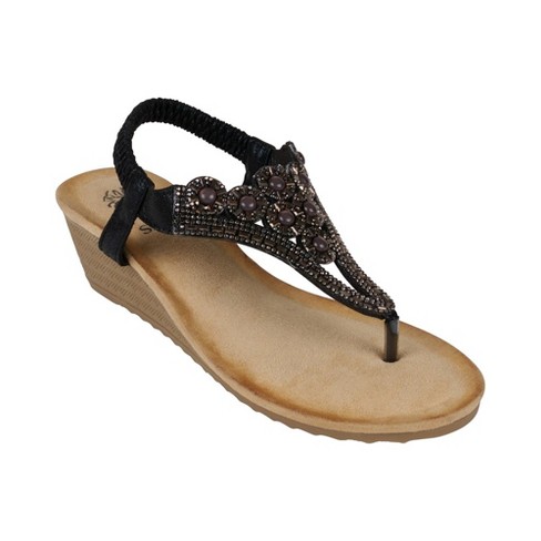 Gc Shoes Malia Embellished Cross Strap Comfort Slide Wedge Sandals : Target