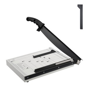 VEVOR Paper Cutter, Guillotine Trimmer,15" Cut Length, 16 Sheets Capacity, Heavy Duty Guillotine Paper Cutter with Guard Rail/Blade Lock ,Black&White - 1 of 4