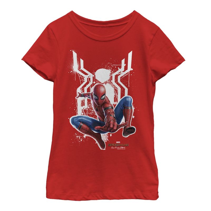 Girl's Marvel Spider-Man: Far From Home Logo Splatter T-Shirt, 1 of 5