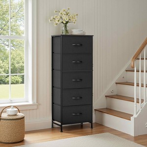 MAYEERTY Tall Dresser Fabric Storage Tower Wooden Top for Kid Room Closet Entryway Nursery - 1 of 4