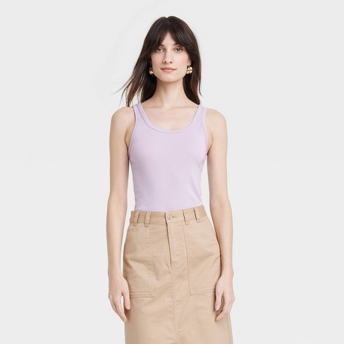Women's Slim Fit Tank Top - A New Day™ Light Purple S : Target