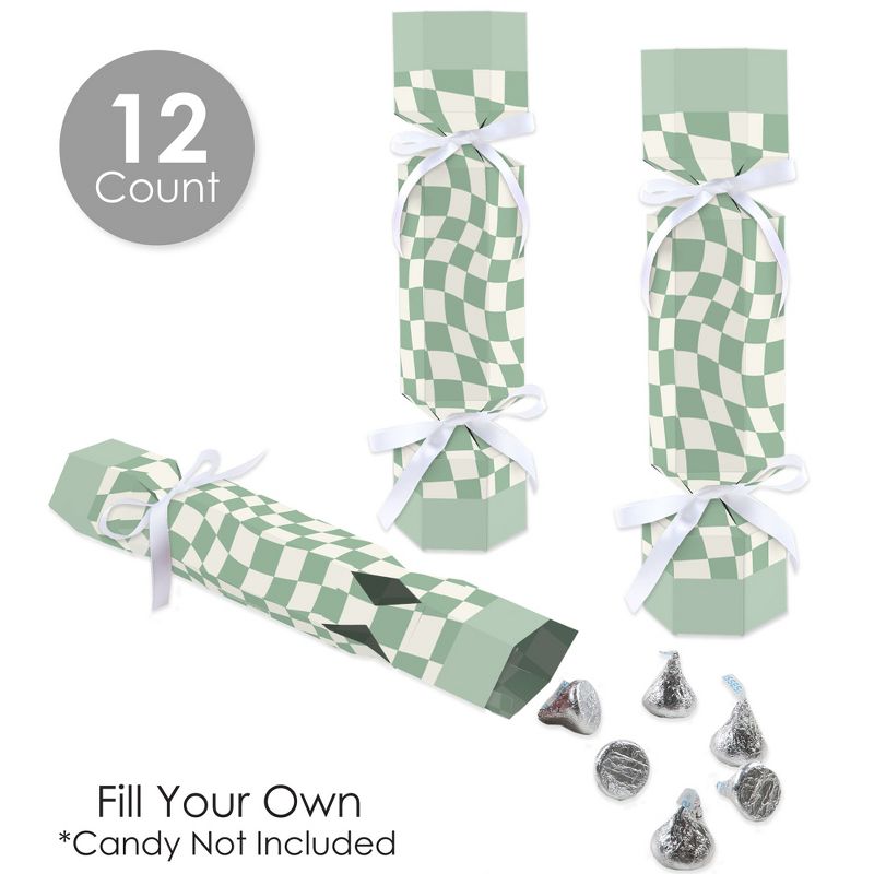 Big Dot of Happiness Sage Green Checkered Party - No Snap Party Table Favors - DIY Cracker Boxes - Set of 12, 4 of 10
