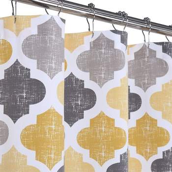 Quatrefoil Print Cotton Blend Fabric Shower Curtain