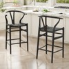PAGED Set of 2 Y-Shaped Bar Stools,27'' Counter Stools with Woven Papercord Seat,Bar Chairs for Home Pub & Kitchen Island - 2 of 4