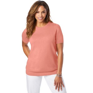 Jessica London Women's Plus Size Fine Gauge Crewneck Shell - 1 of 4