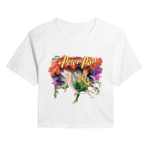 Women's Peter Pan Retro Poster Cropped Graphic T-Shirt - White - Medium ...