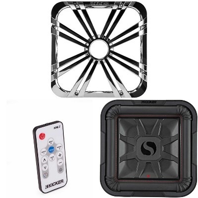 Kicker 46L7T122 L7T L7-Thin 12-Inch (30cm) Subwoofer, Dual Voice Coil, 2-Ohm, 600 Watt w/ Chrome LED Grill & Remote Bundle