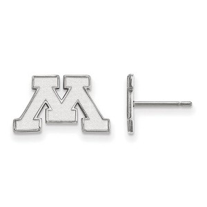 Black Bow Jewelry 10k White Gold Minnesota Golden Gophers NCAA Post Earrings - 1 of 3