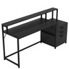Resenkos Computer Desk, Office Desk, Study Desk,63" Computer Desk, Ergonomic Office Desk with Drawers & Monitor Stand,Black - 3 of 4