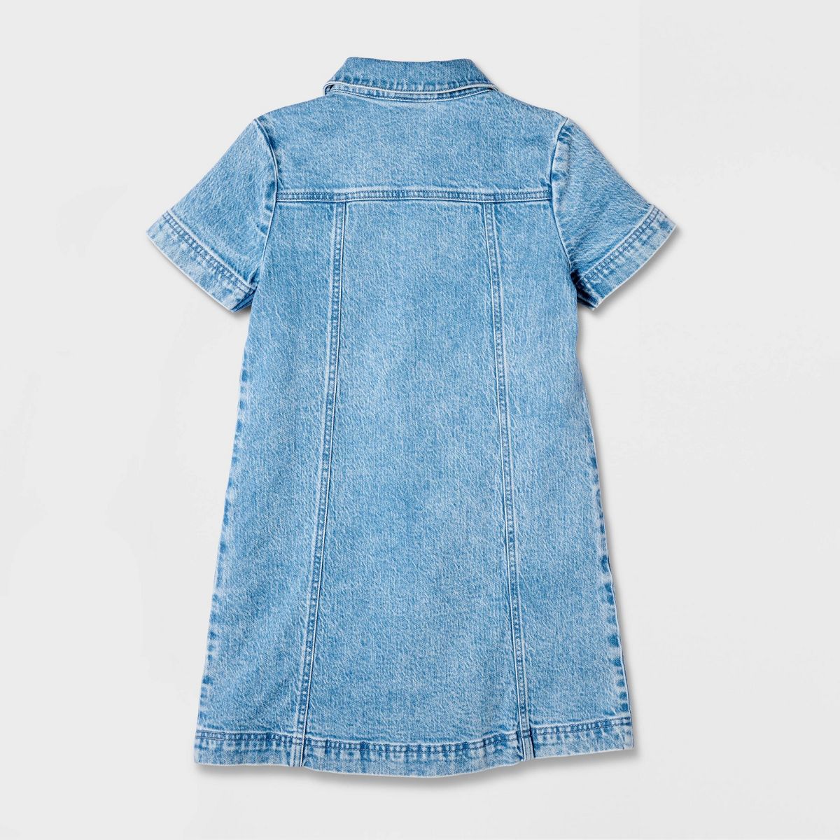 Girls' Short Sleeve Denim Dress - Cat & Jack™ Medium Wash - thumbnail 3