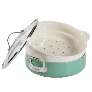 Bloomhouse 6-QT Aluminum Enamel Everyday Pan w/Non-Stick Non-Toxic Ceramic Interior and Ceramic Steamer Insert - 1 of 4