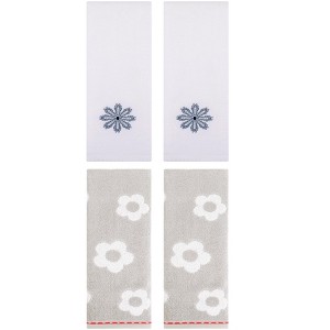 REGALWOVEN 4 Pcs Cute Floral Pattern Cotton Bathroom Soft Absorbent Hand Towel - 1 of 4