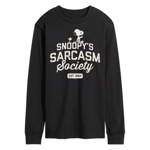 Men's - Peanuts - Snoopy Sarcasm Society Long Sleeve Graphic T-Shirt - 1 of 4