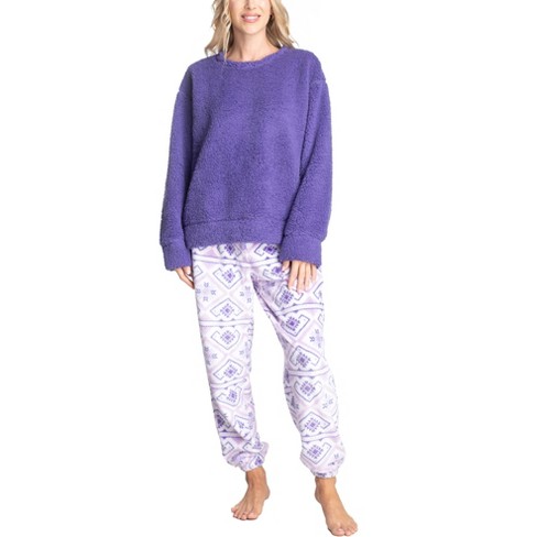 Muk Luks Womens Shearling Pajama Set, Purple/diamond, 2x : Target