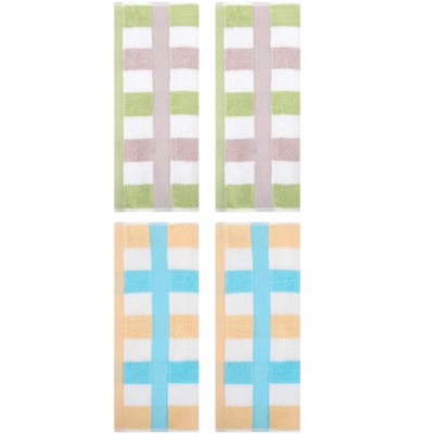 REGALWOVEN Striped Absorbent Soft Cotton Hand Towels for Bathroom 4 Pack