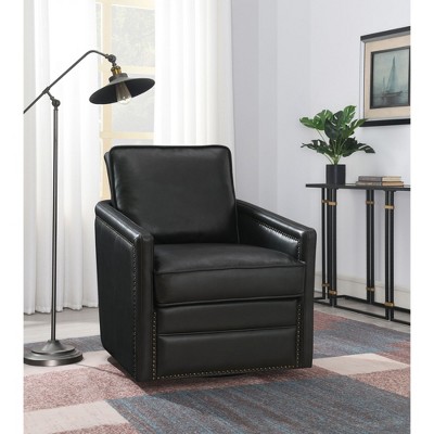Leather Aire Swivel Glider Chair, Plush Pocket Coil Accent Chair with 180¡ã Rotation