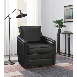 Leather Aire Swivel Glider Chair, Plush Pocket Coil Accent Chair with 180¡ã Rotation - 1 of 4