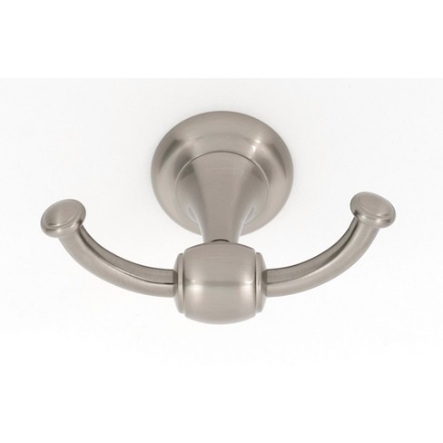 Alno A6684 Royale 2 3 16 Tall Double Prong Robe Hook Satin Nickel