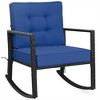 Costway 2PCS Patio Rattan Rocker Chair Outdoor Glider Rocking Chair Cushion Turquoise\Red - 2 of 4