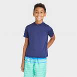 Boys' Solid Short Sleeve Rash Guard Swim Shirt - Cat & Jack™ Navy Blue
